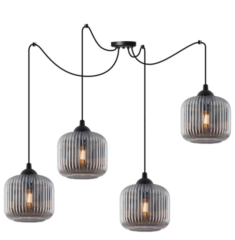 Lampa sufitowa wisząca Light Home LH Riffle Pająk Walec 4x E27 60W grafit 1szt.