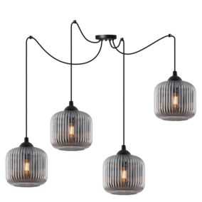 Lampa sufitowa wisząca Light Home LH Riffle Pająk Walec 4x E27 60W grafit 1szt.