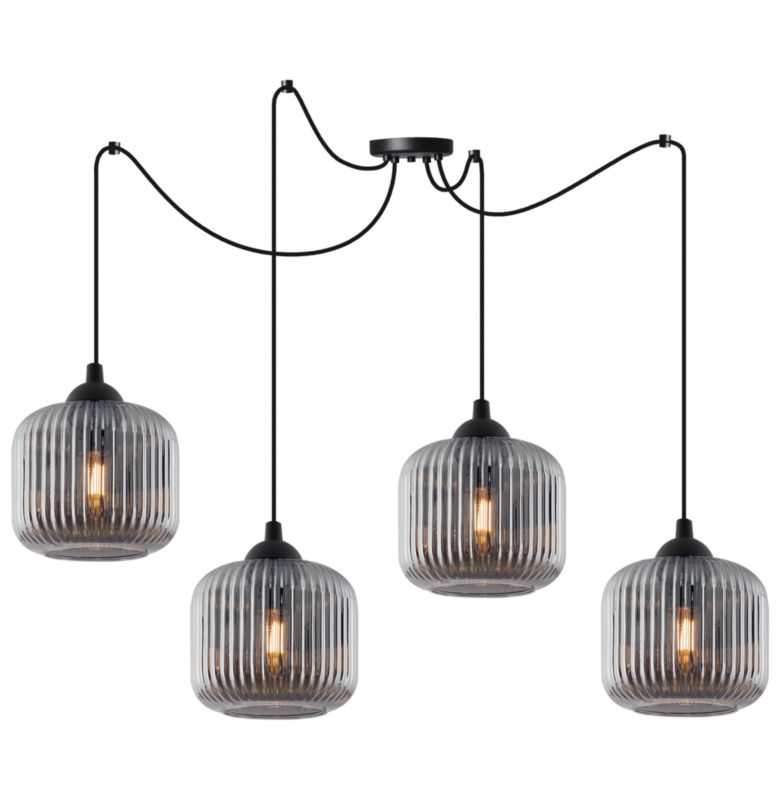 Lampa sufitowa wisząca Light Home LH Riffle Pająk Walec 4x E27 60W grafit 1szt.
