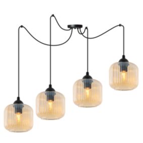 Lampa sufitowa wisząca Light Home LH Riffle Pająk Walec 4x E27 60W miodowy 1szt.