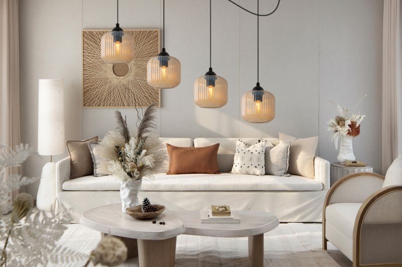 Lampa sufitowa wisząca Light Home LH Riffle Pająk Walec 4x E27 60W miodowy 1szt.