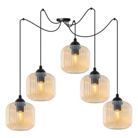 Lampa sufitowa wisząca Light Home LH Riffle Pająk Walec 5x E27 60W miodowy 1szt.