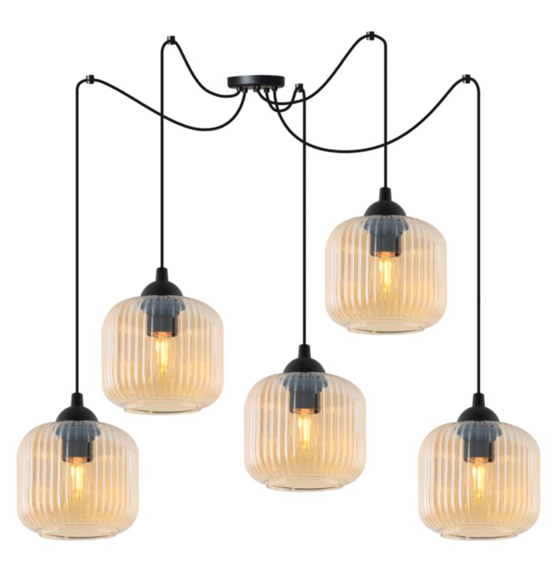 Lampa sufitowa wisząca Light Home LH Riffle Pająk Walec 5x E27 60W miodowy 1szt.