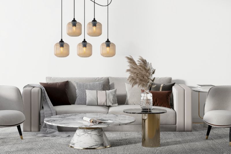 Lampa sufitowa wisząca Light Home LH Riffle Pająk Walec 5x E27 60W miodowy 1szt.