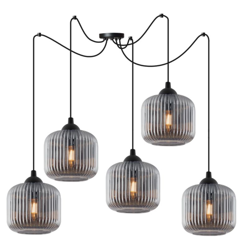 Lampa sufitowa wisząca Light Home LH Riffle Pająk Walec 5x E27 60W szary 1szt.