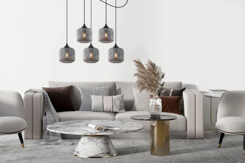 Lampa sufitowa wisząca Light Home LH Riffle Pająk Walec 5x E27 60W szary 1szt.