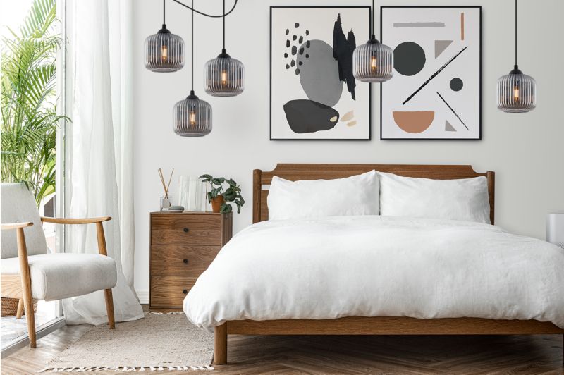 Lampa sufitowa wisząca Light Home LH Riffle Pająk Walec 5x E27 60W szary 1szt.