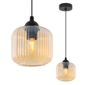 Lampa sufitowa wisząca Light Home LH Riffle Walec 1x E27 60W miodowy 1szt.