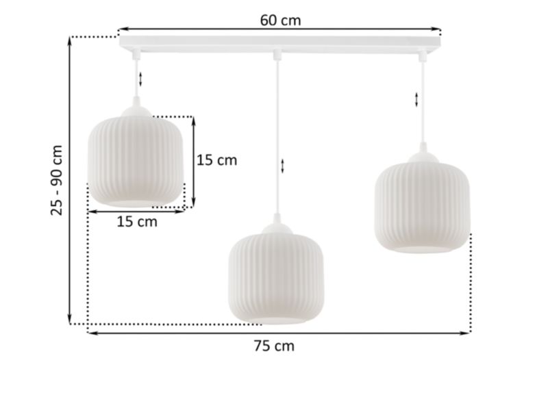 Lampa sufitowa wisząca Light Home LH Riffle Walec 3x E27 60W biały 1szt.