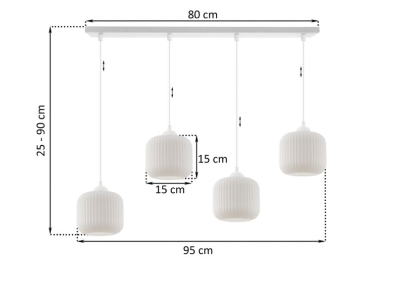 Lampa sufitowa wisząca Light Home LH Riffle Walec 4x E27 60W biały 1szt.