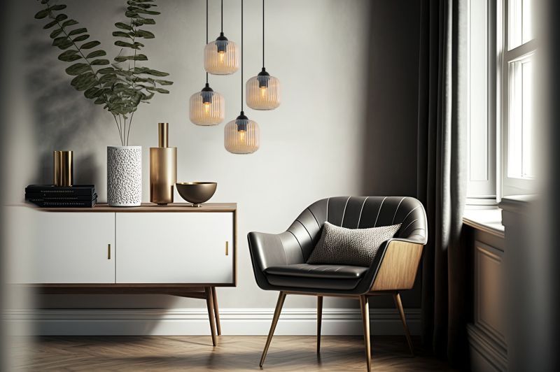 Lampa sufitowa wisząca Light Home LH Riffle Walec 4x E27 60W miodowy 1szt.