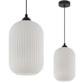 Lampa sufitowa wisząca Light Home LH Riffle Walec biały 1x E27 60W czarny 1szt.