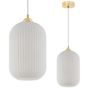 Lampa sufitowa wisząca Light Home LH Riffle Walec biały 1x E27 60W złoty 1szt.