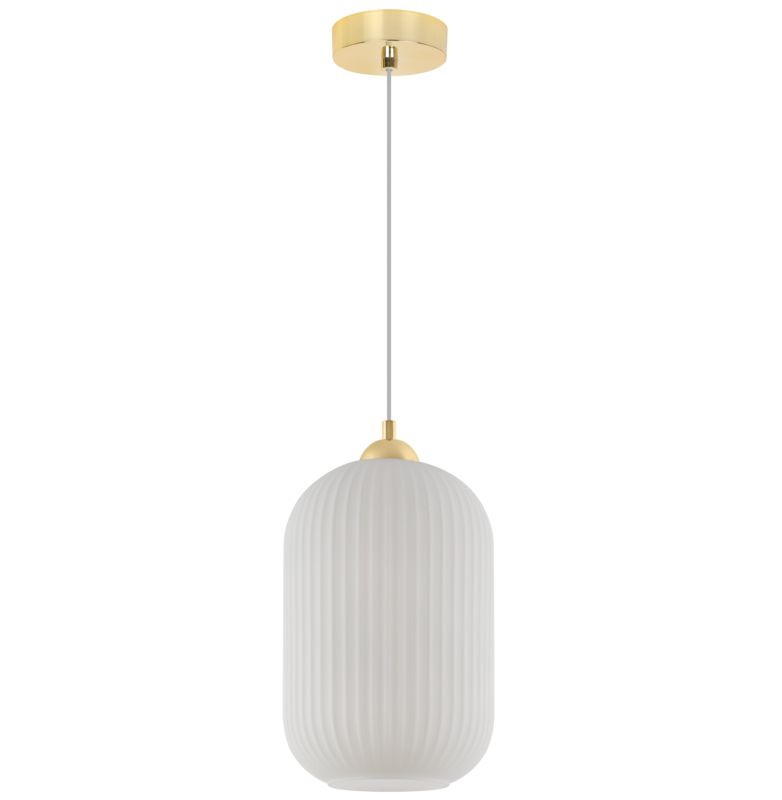 Lampa sufitowa wisząca Light Home LH Riffle Walec biały 1x E27 60W złoty 1szt.