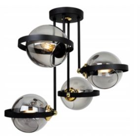 Lampa sufitowa wisząca Light Home LH Ring 4x E27 60W czarny/złoty 1szt.