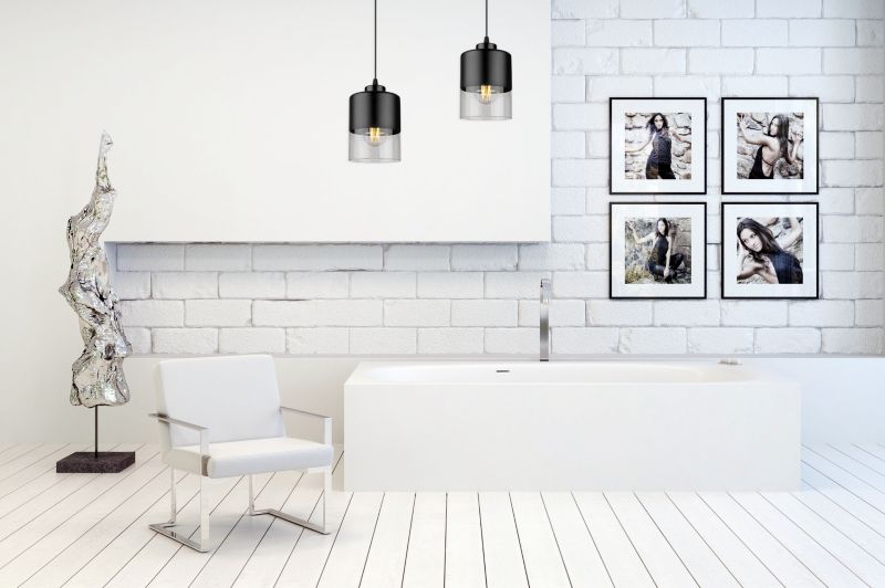 Lampa sufitowa wisząca Light Home LH Roma klosz szklany 2x E27 60W czarny 1szt.