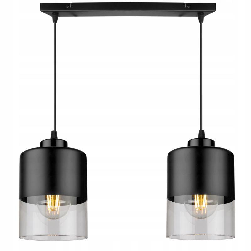 Lampa sufitowa wisząca Light Home LH Roma klosz szklany 2x E27 60W czarny 1szt.