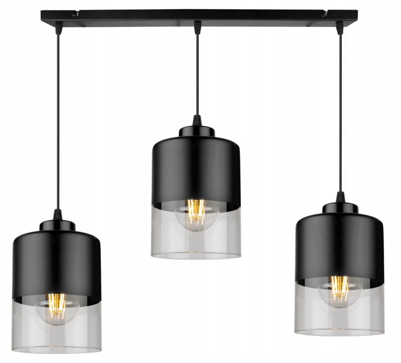Lampa sufitowa wisząca Light Home LH Roma klosz szklany 3x E27 60W czarny 1szt.