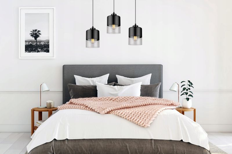 Lampa sufitowa wisząca Light Home LH Roma klosz szklany 3x E27 60W czarny 1szt.