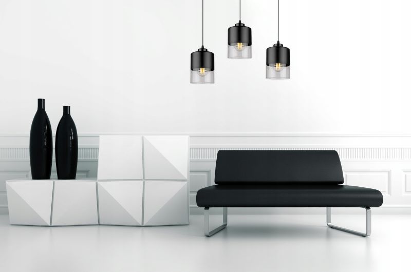 Lampa sufitowa wisząca Light Home LH Roma klosz szklany 3x E27 60W czarny 1szt.