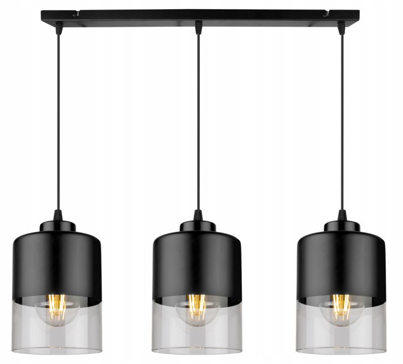 Lampa sufitowa wisząca Light Home LH Roma klosz szklany 3x E27 60W czarny 1szt.