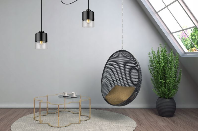 Lampa sufitowa wisząca Light Home LH Roma Spider Pająk Klosz szklany 2x E27 60W czarny 1szt.