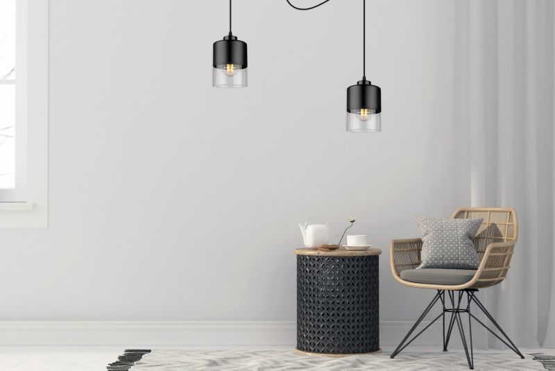 Lampa sufitowa wisząca Light Home LH Roma Spider Pająk Klosz szklany 2x E27 60W czarny 1szt.