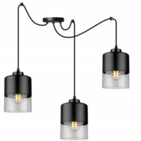 Lampa sufitowa wisząca Light Home LH Roma Spider Pająk Klosz szklany 3x E27 60W czarny 1szt.