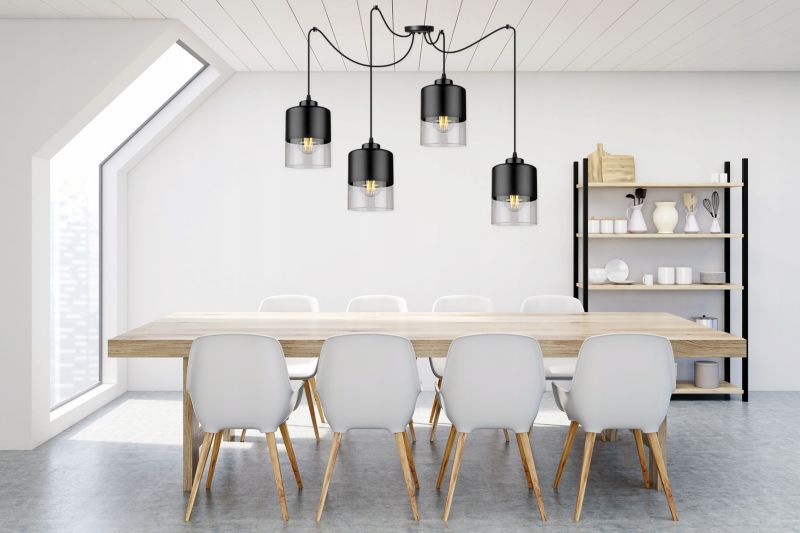Lampa sufitowa wisząca Light Home LH Roma Spider Pająk Klosz szklany 4x E27 60W czarny 1szt.