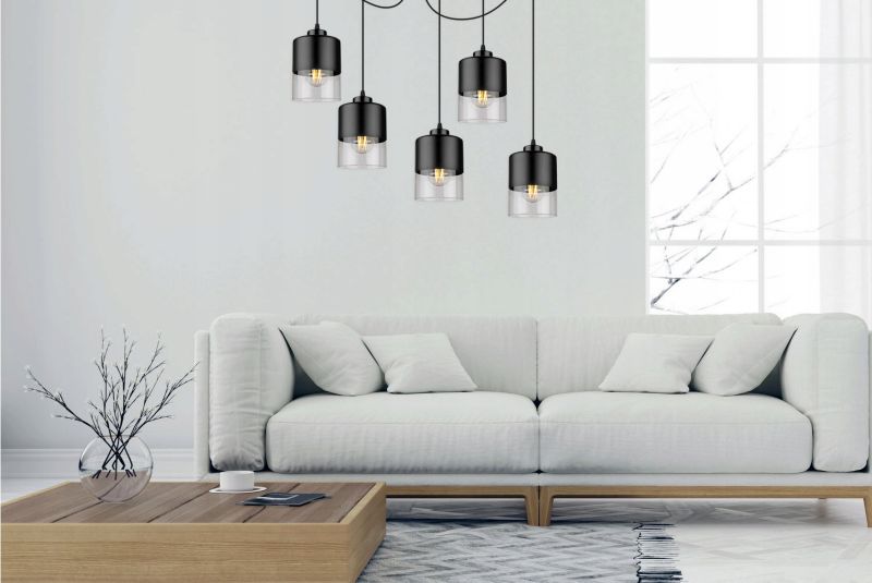 Lampa sufitowa wisząca Light Home LH Roma Spider Pająk Klosz szklany 5x E27 60W czarny 1szt.