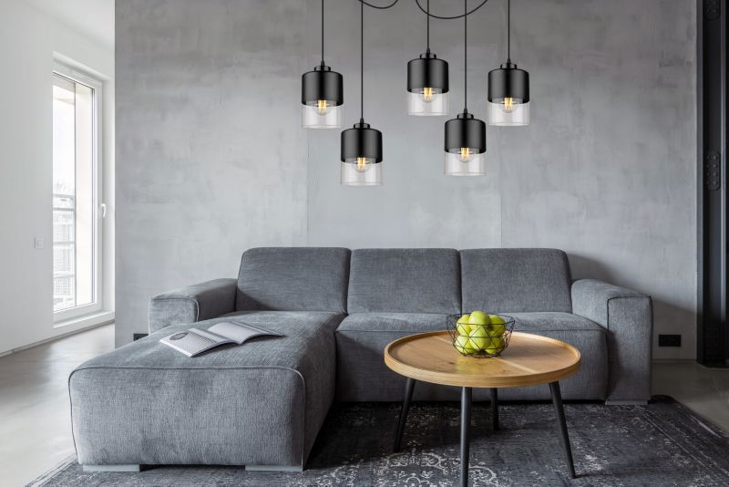 Lampa sufitowa wisząca Light Home LH Roma Spider Pająk Klosz szklany 5x E27 60W czarny 1szt.