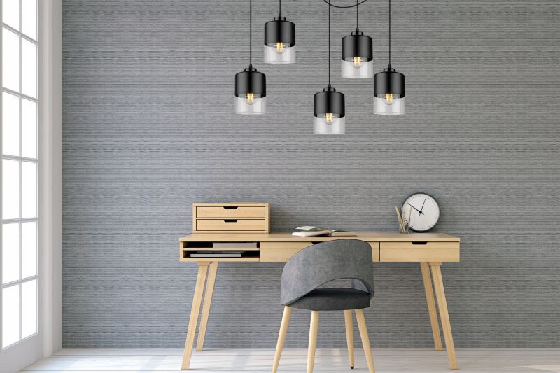 Lampa sufitowa wisząca Light Home LH Roma Spider Pająk Klosz szklany 5x E27 60W czarny 1szt.