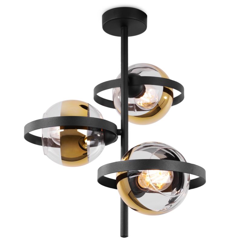 Lampa sufitowa wisząca Light Home LH Ronda 100 3x E27 60W czarny/złoty