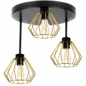 Lampa sufitowa wisząca Light Home LH Santos 3x E27 60W okrągła krótka złoty 1szt.