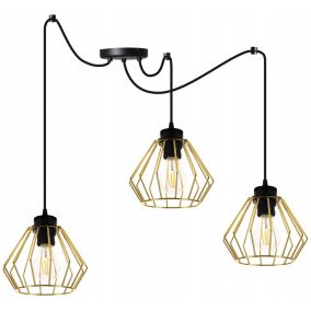 Lampa sufitowa wisząca Light Home LH Santos Pająk 3x E27 60W złoty 1szt.