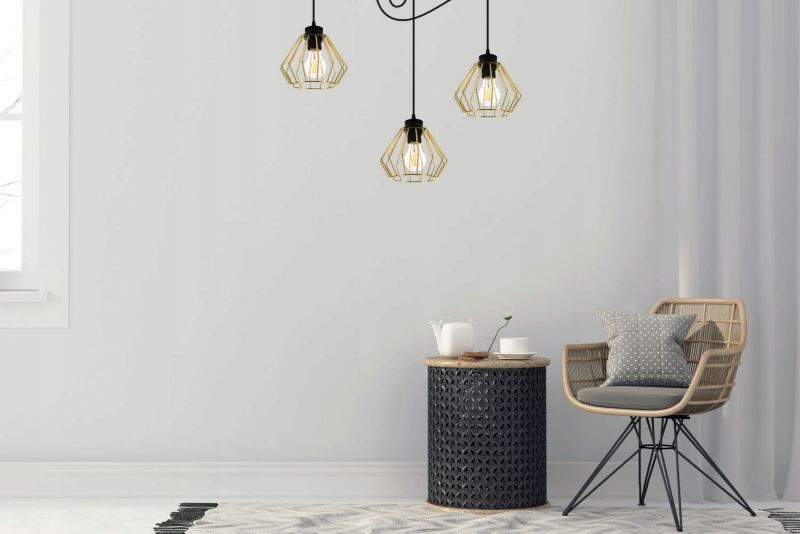 Lampa sufitowa wisząca Light Home LH Santos Pająk 3x E27 60W złoty 1szt.