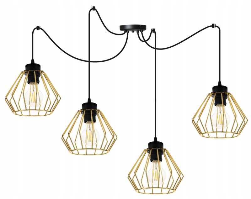 Lampa sufitowa wisząca Light Home LH Santos Pająk 4x E27 60W złoty 1szt.