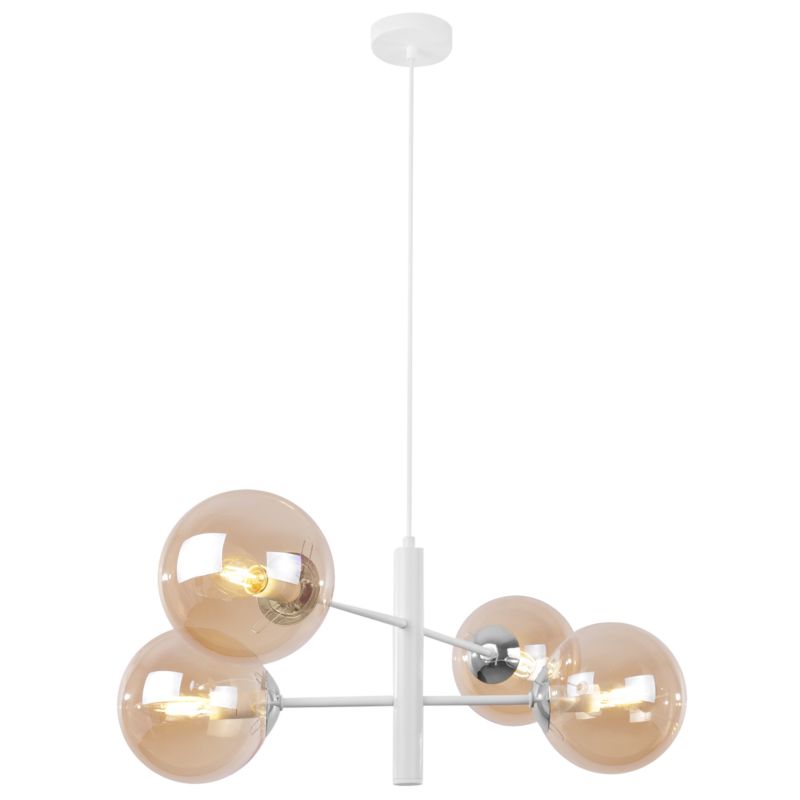 Lampa sufitowa wisząca Light Home LH Siena 4x E14 40W biały/chrom klosz miodowy 1szt.
