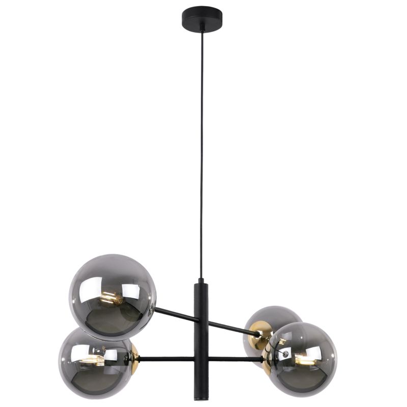 Lampa sufitowa wisząca Light Home LH Siena 4x E14 40W czarny/złoty klosz grafitowy 1szt.