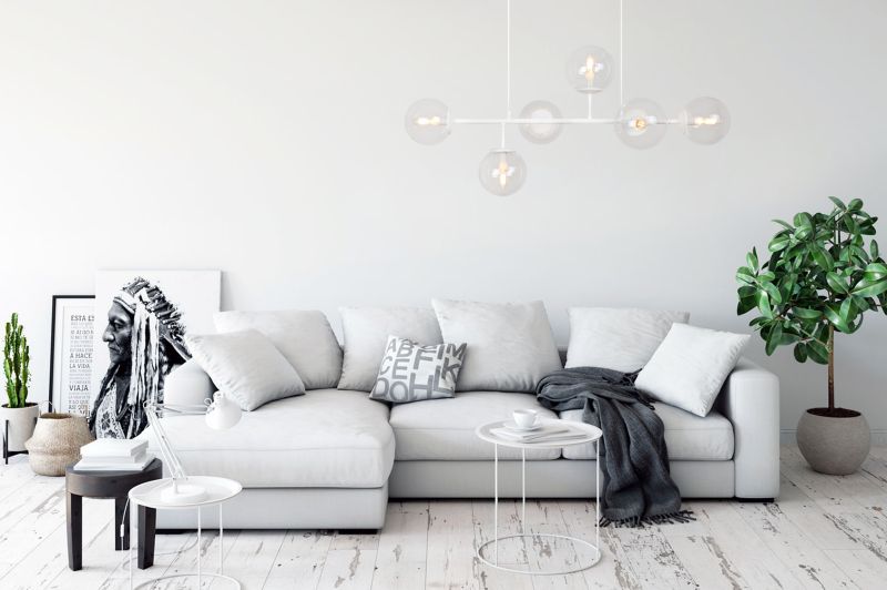 Lampa sufitowa wisząca Light Home LH Siena 6x E14 40W biały klosz transparentny 1szt.