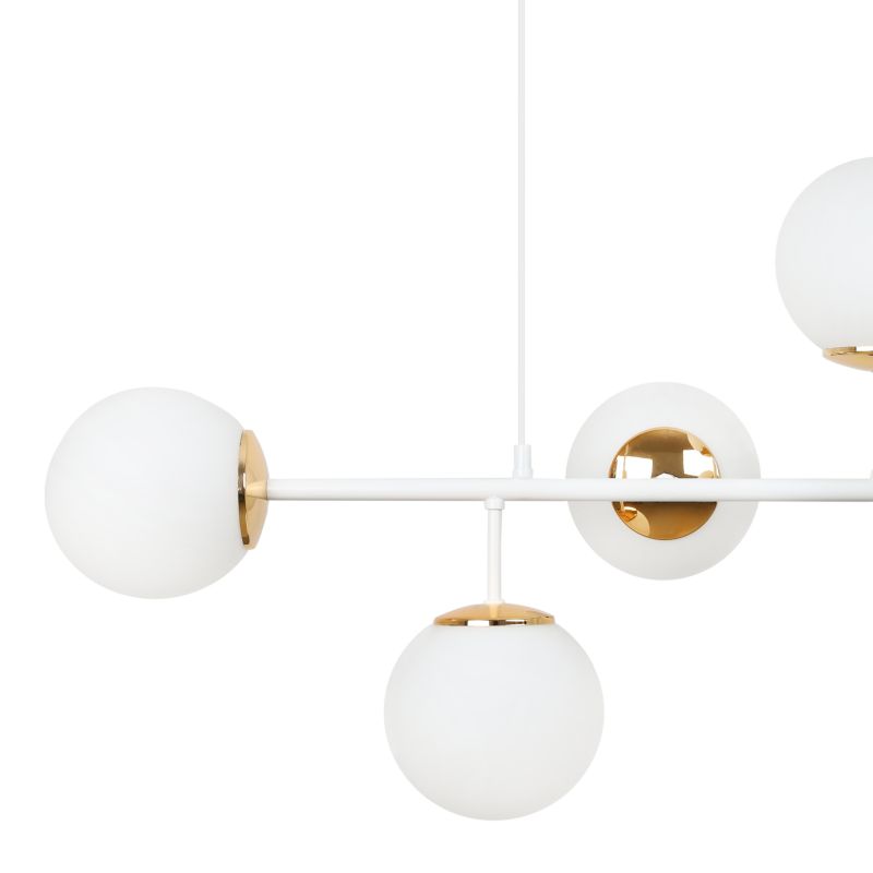 Lampa sufitowa wisząca Light Home LH Siena 6x E14 40W biały/złoty klosz biały 1szt.