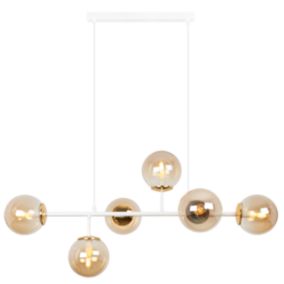 Lampa sufitowa wisząca Light Home LH Siena 6x E14 40W biały/złoty klosz miodowy 1szt.