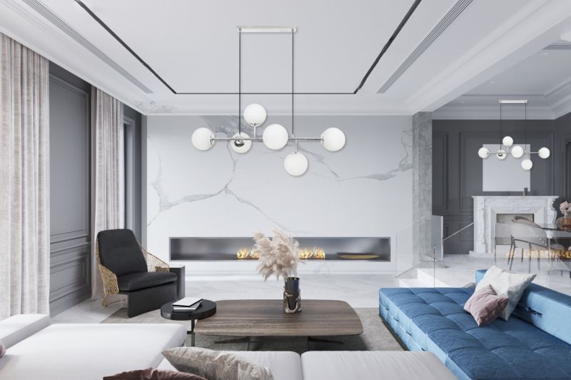 Lampa sufitowa wisząca Light Home LH Siena 6x E14 40W chrom klosz biały 1szt.