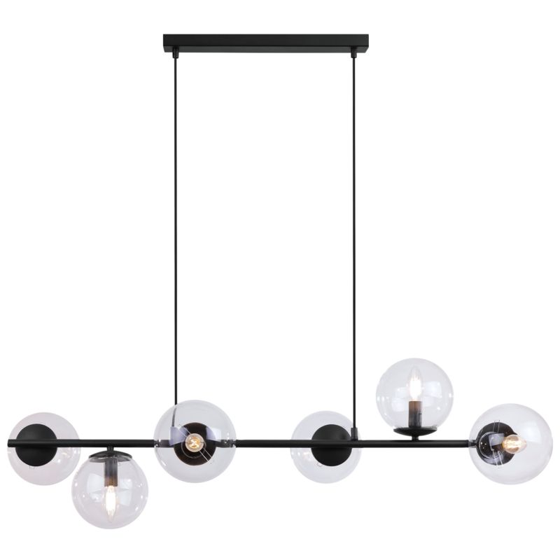 Lampa sufitowa wisząca Light Home LH Siena 6x E14 40W czarny klosz bezbarwny 1szt.