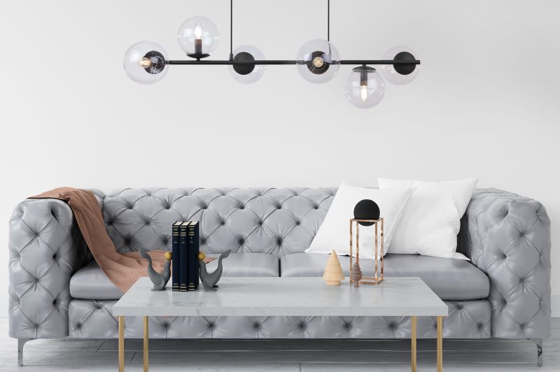 Lampa sufitowa wisząca Light Home LH Siena 6x E14 40W czarny klosz bezbarwny 1szt.