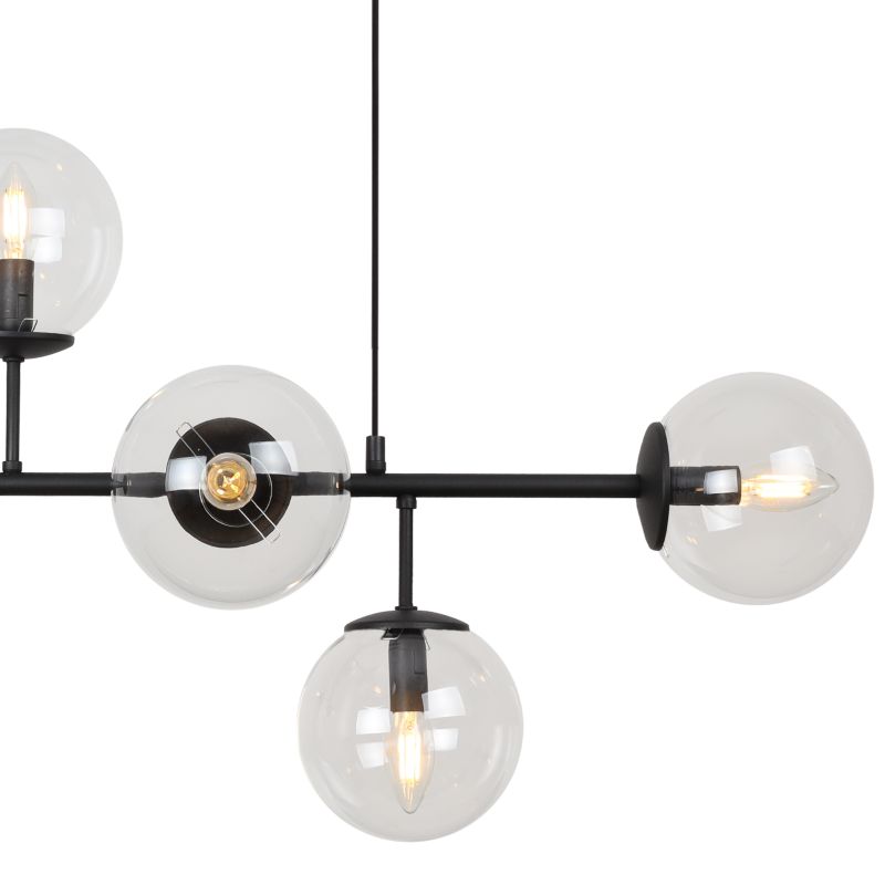 Lampa sufitowa wisząca Light Home LH Siena 6x E14 40W czarny klosz transparentny 1szt.
