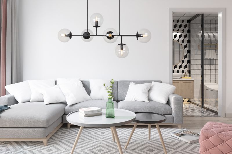 Lampa sufitowa wisząca Light Home LH Siena 6x E14 40W czarny klosz transparentny 1szt.