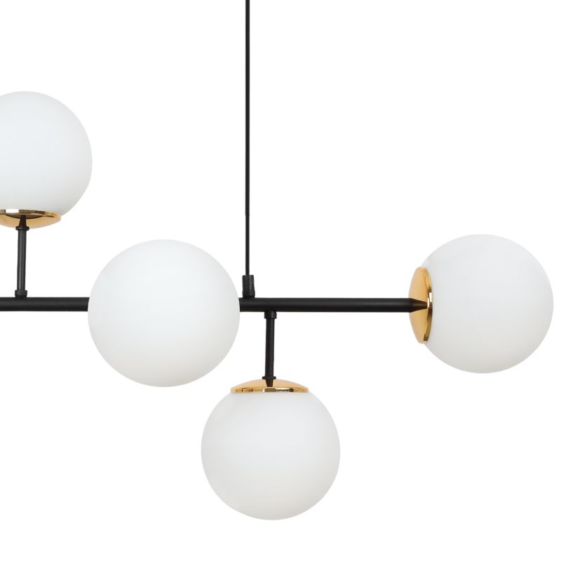 Lampa sufitowa wisząca Light Home LH Siena 6x E14 40W czarny/złoty 46cm klosz biały 1szt.