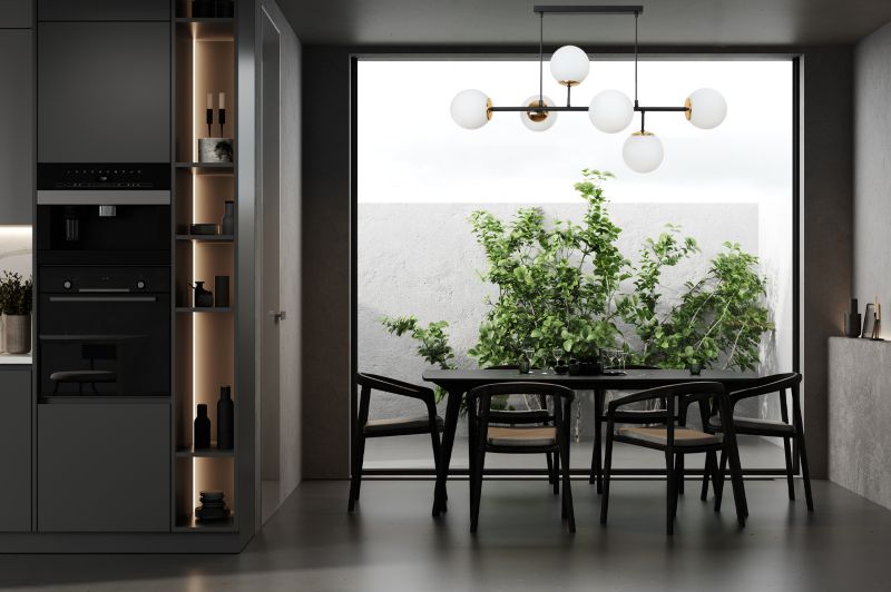 Lampa sufitowa wisząca Light Home LH Siena 6x E14 40W czarny/złoty 46cm klosz biały 1szt.