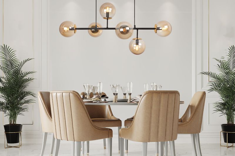 Lampa sufitowa wisząca Light Home LH Siena 6x E14 40W czarny/złoty 46cm klosz miodowy 1szt.